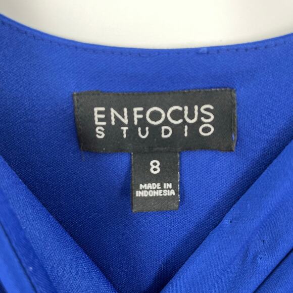 Enfocus Studio Y2K Bandage Dress Sz 8 Royal Blue Lace Babydoll Deep V Coquette - Picture 10 of 11